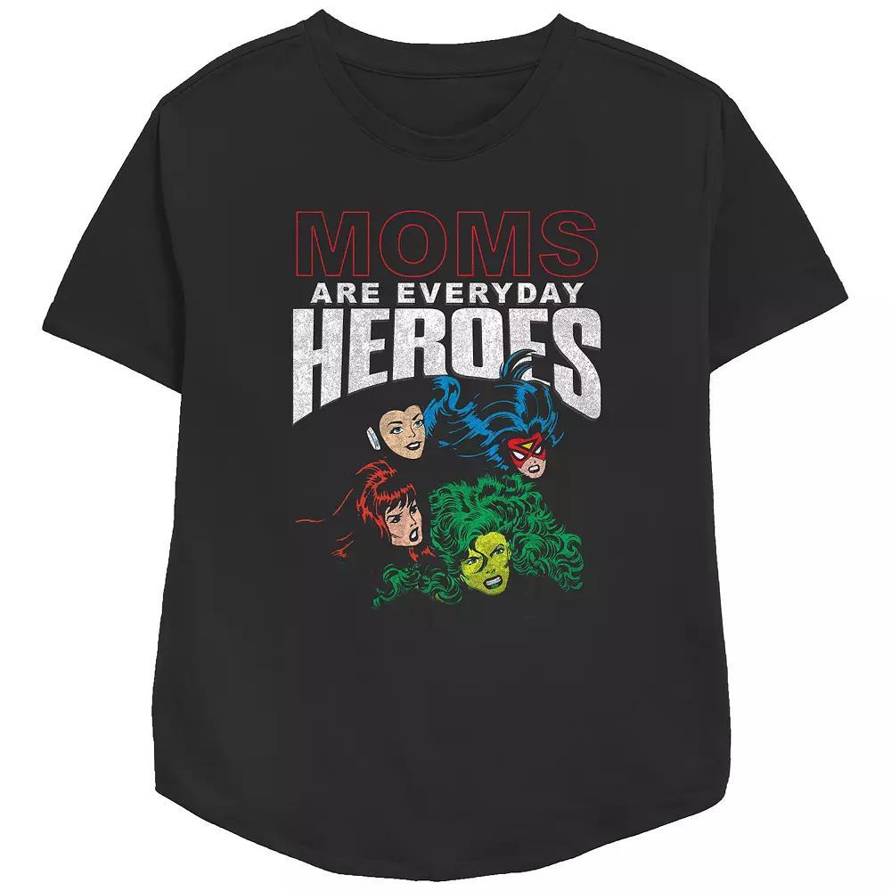 Women's Avengers Moms Are Everyday Heroes Relaxed Fit Graphic Tee, Size: Small, Black Product Image