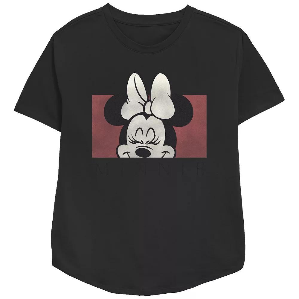 Disney's Minnie Mouse Cute Smile Women's Relaxed Fit Graphic Tee, Size: Large, Black Product Image