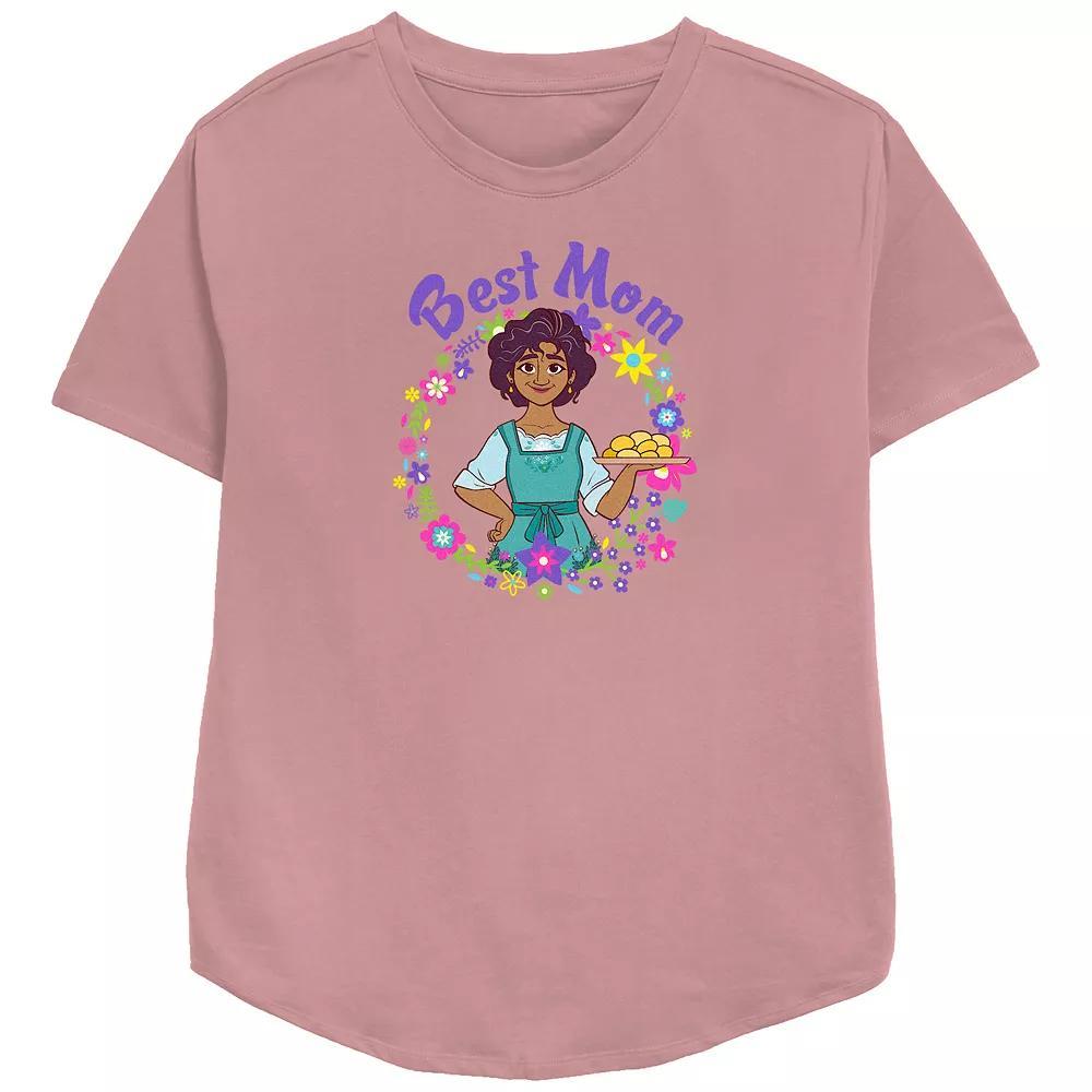 Disney Encanto Women's Best Mom Relaxed Fit Graphic Tee, Size: Medium, Pink Product Image