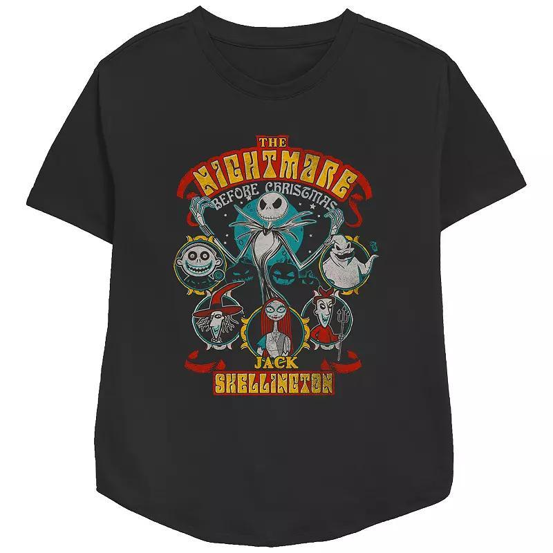 Disney's The Nightmare Before Christmas Halloween Lineup Women's Relaxed Fit Graphic Tee, Size: Medium, Black Product Image
