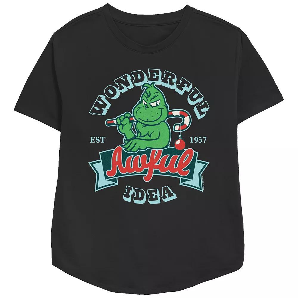Women's Dr. Seuss Grinch Wonderful Awful Idea Relaxed Fit Graphic Tee, Size: Small, Black Product Image