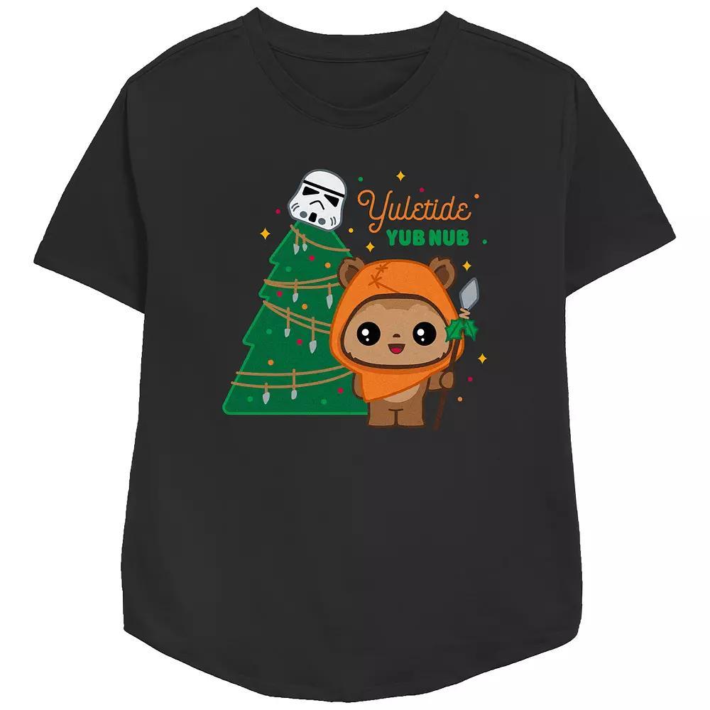 Women's Star Wars Yuletide Yub Nub Relaxed Fit Graphic Tee, Size: XS, Black Product Image