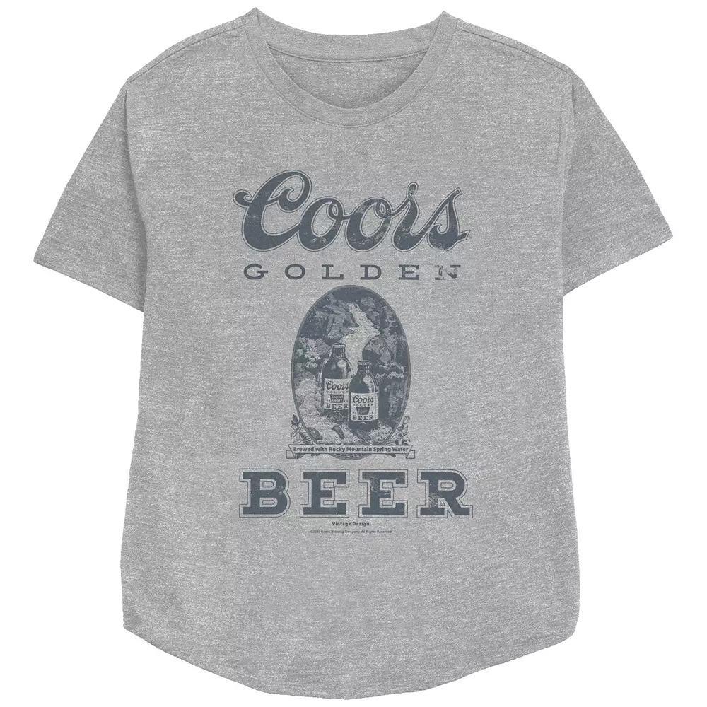 Women's Coors Golden Beer Retro Design Relaxed Fit Graphic Tee, Girl's, Size: Small, Athletic Grey Product Image