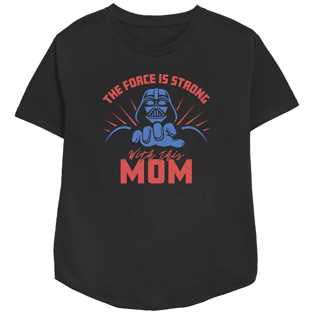 Women's Star Wars The Force Is Strong With This Mom Relaxed Fit Graphic Tee, Size: Small, Black Product Image