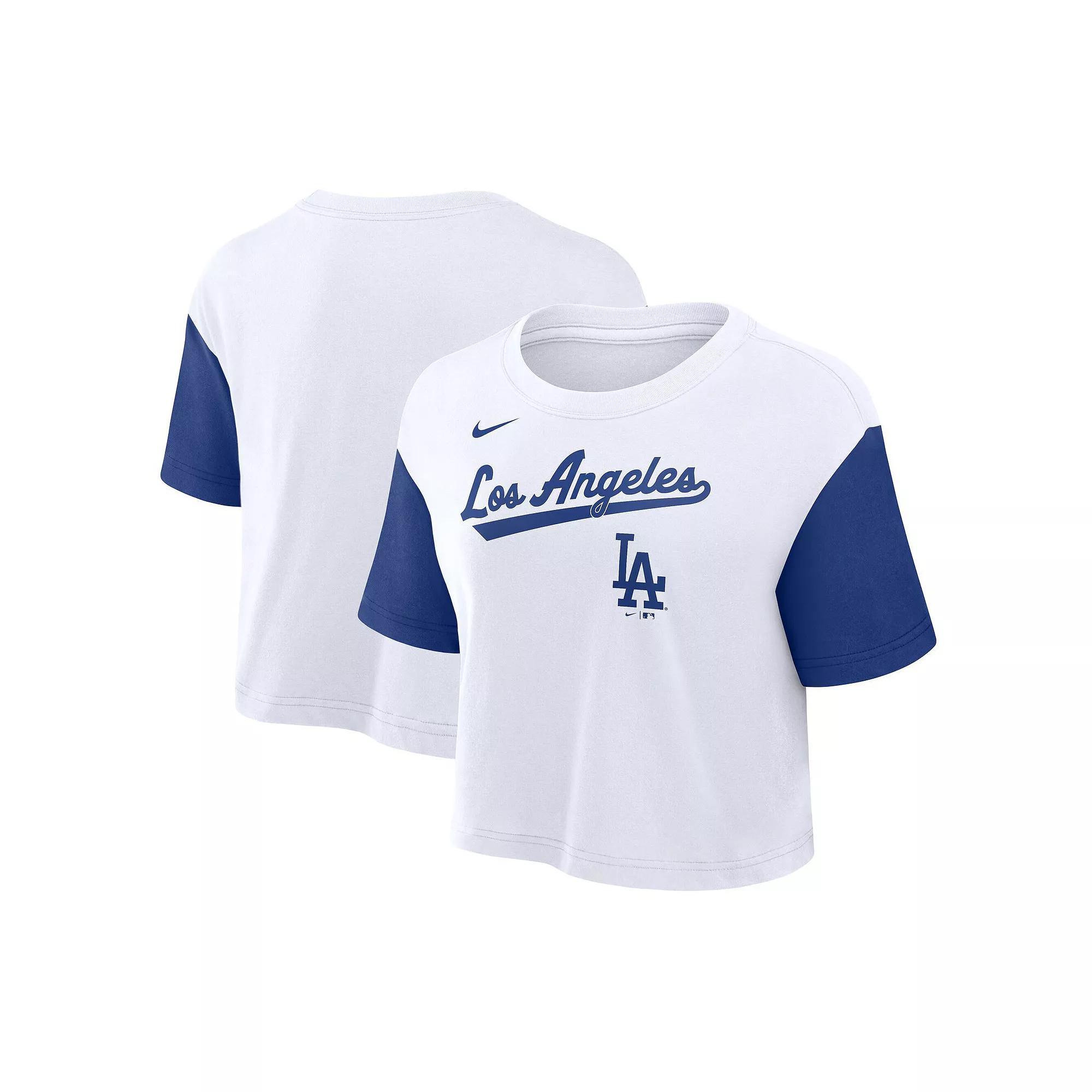 Los Angeles Dodgers Script Nike Womens Dri-FIT MLB Cropped T-Shirt | 01D4007PLD-G64 Product Image