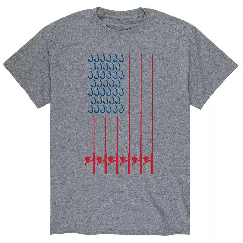 Men's Fishing Pole Flag Tee, Size: Small, Gray Product Image