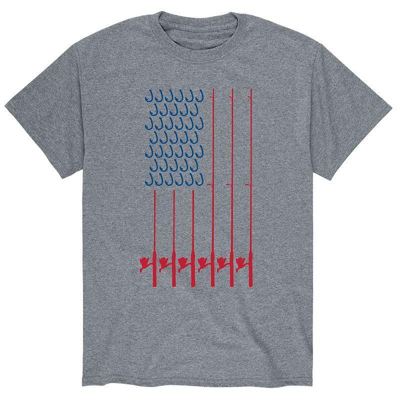 Men's Fishing Pole Flag Tee, Size: Small, Gray Product Image