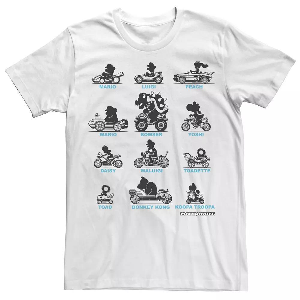 Men's Nintendo Super Mario Mario Kart Silhouette Racers Tee, Size: XL, White Product Image