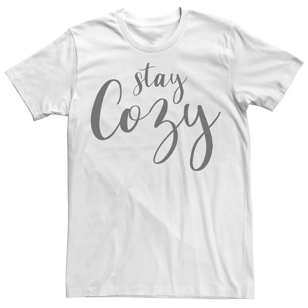 Men's Trendy Stay Cozy Script Tee, Size: Large, White Product Image