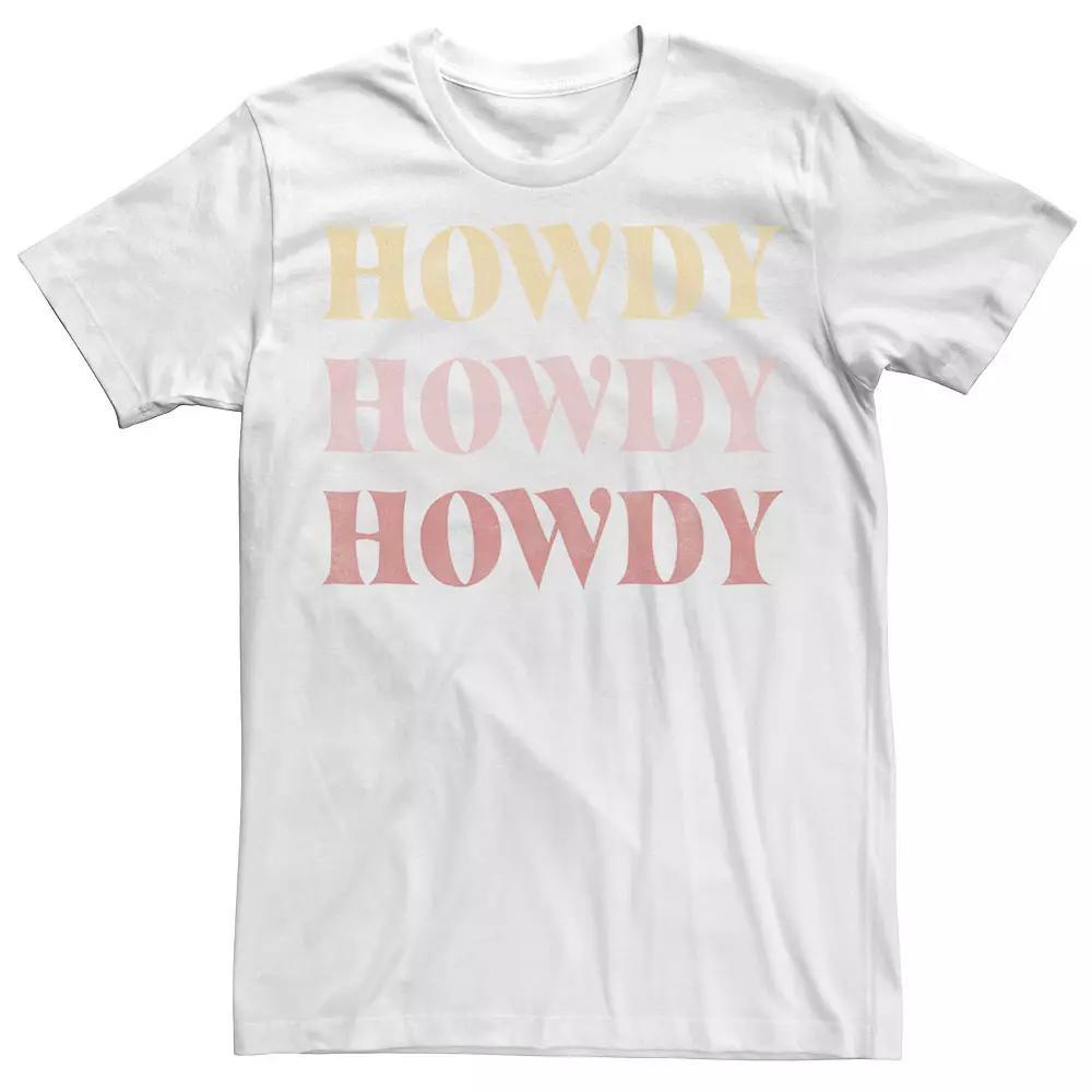 Men's Trendy Howdy Text Stack Tee, Size: Medium, White Product Image