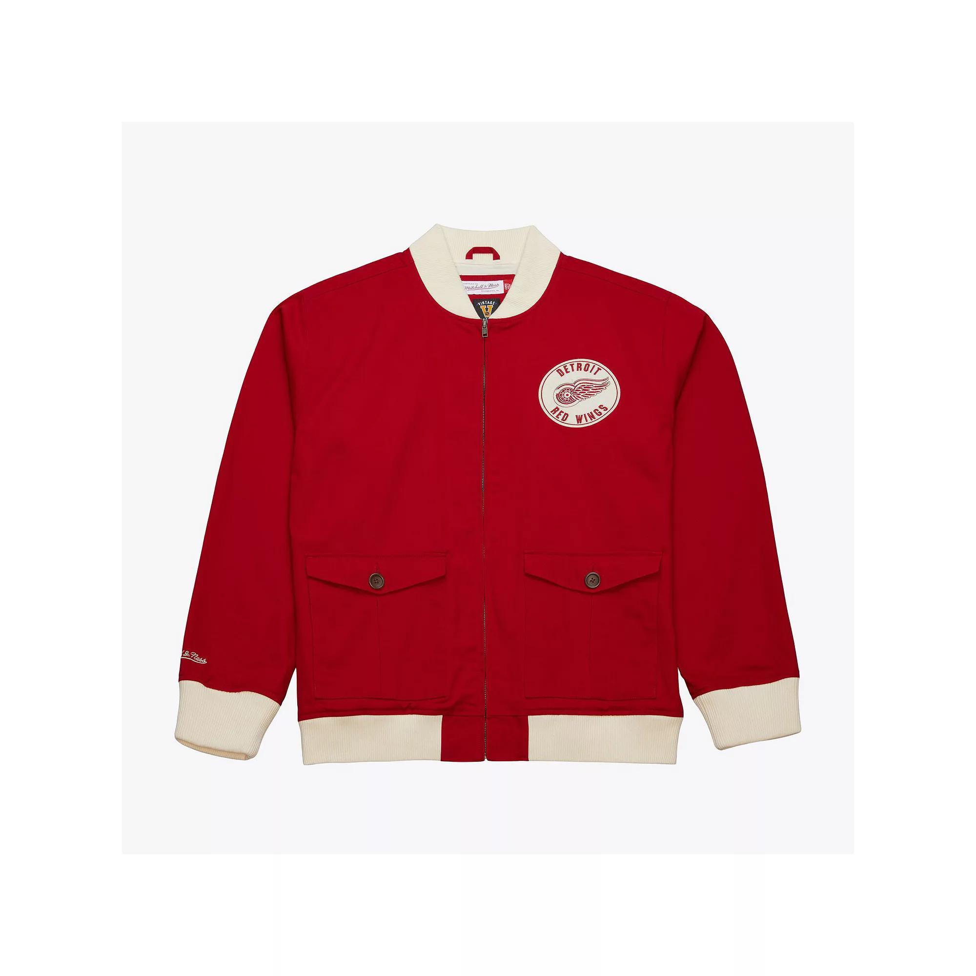 Men's Mitchell & Ness Red Detroit Red Wings Vintage Coaches Cotton Twill Full-Zip Jacket, Size: Small Product Image
