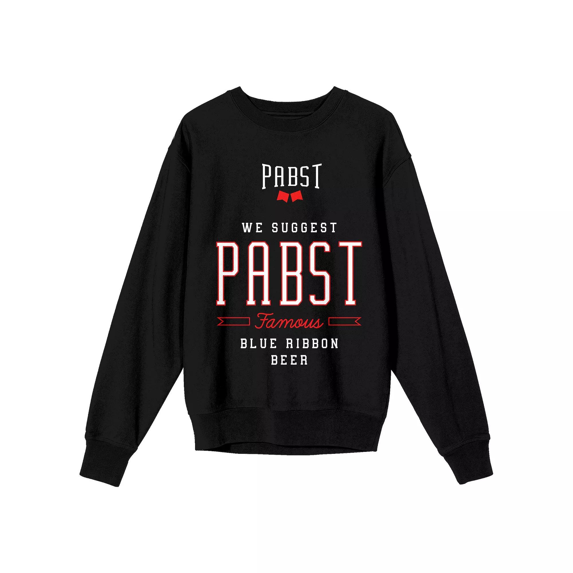 Women's Pabst Blue Ribbon Verbiage Graphic Crewneck Sweater, Girl's, Size: Small, Black Product Image