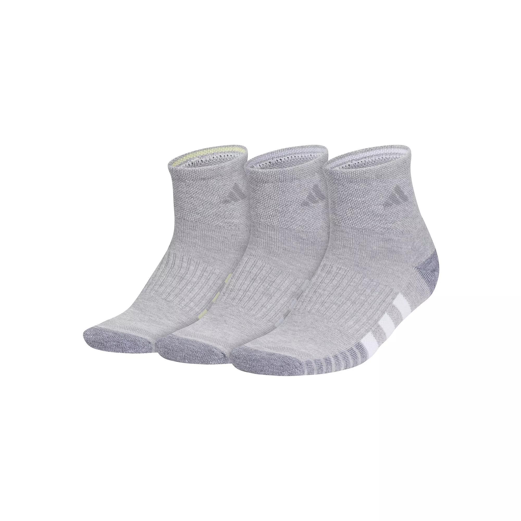 Women's adidas Cushioned 3.0 3-Pack Quarter Socks, Size: 5-10, Lt Hthr Yellow Purple Product Image