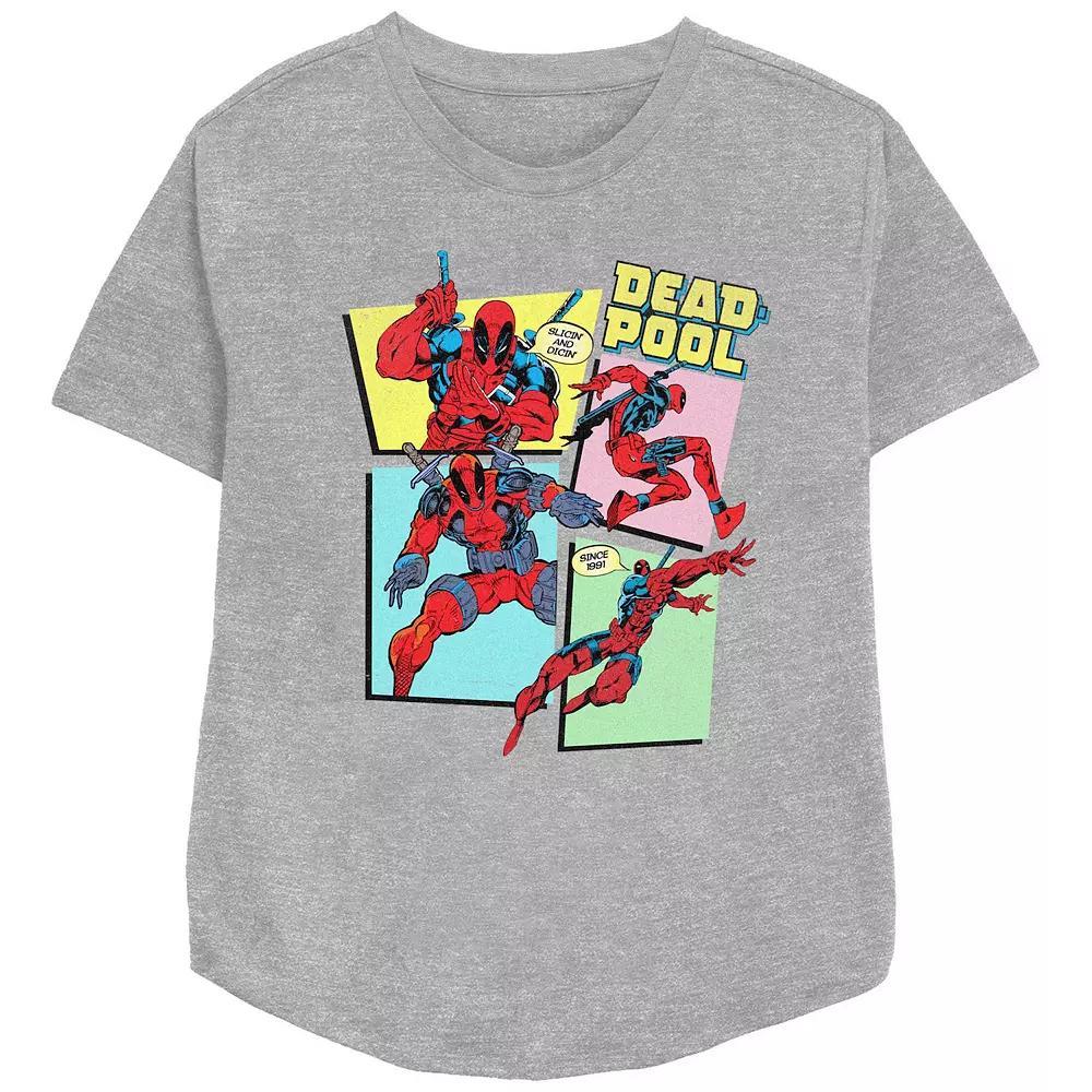 Women's Marvel Deadpool Comic Panels Graphic Tee, Size: XXL, Grey Gray Product Image