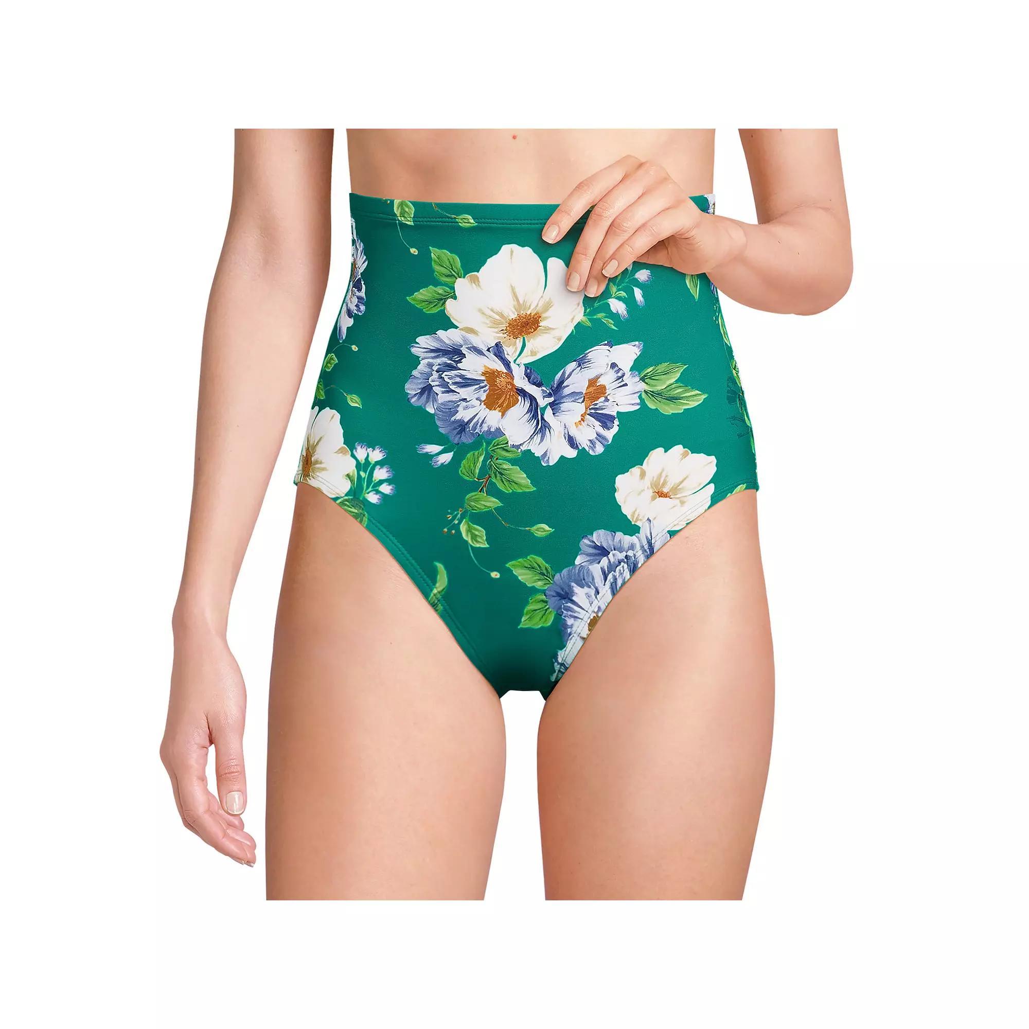 Women's Lands' End Slender Suit Ultra High Waisted Bikini Bottoms, Size: 6, Blue Mini Stripe Product Image