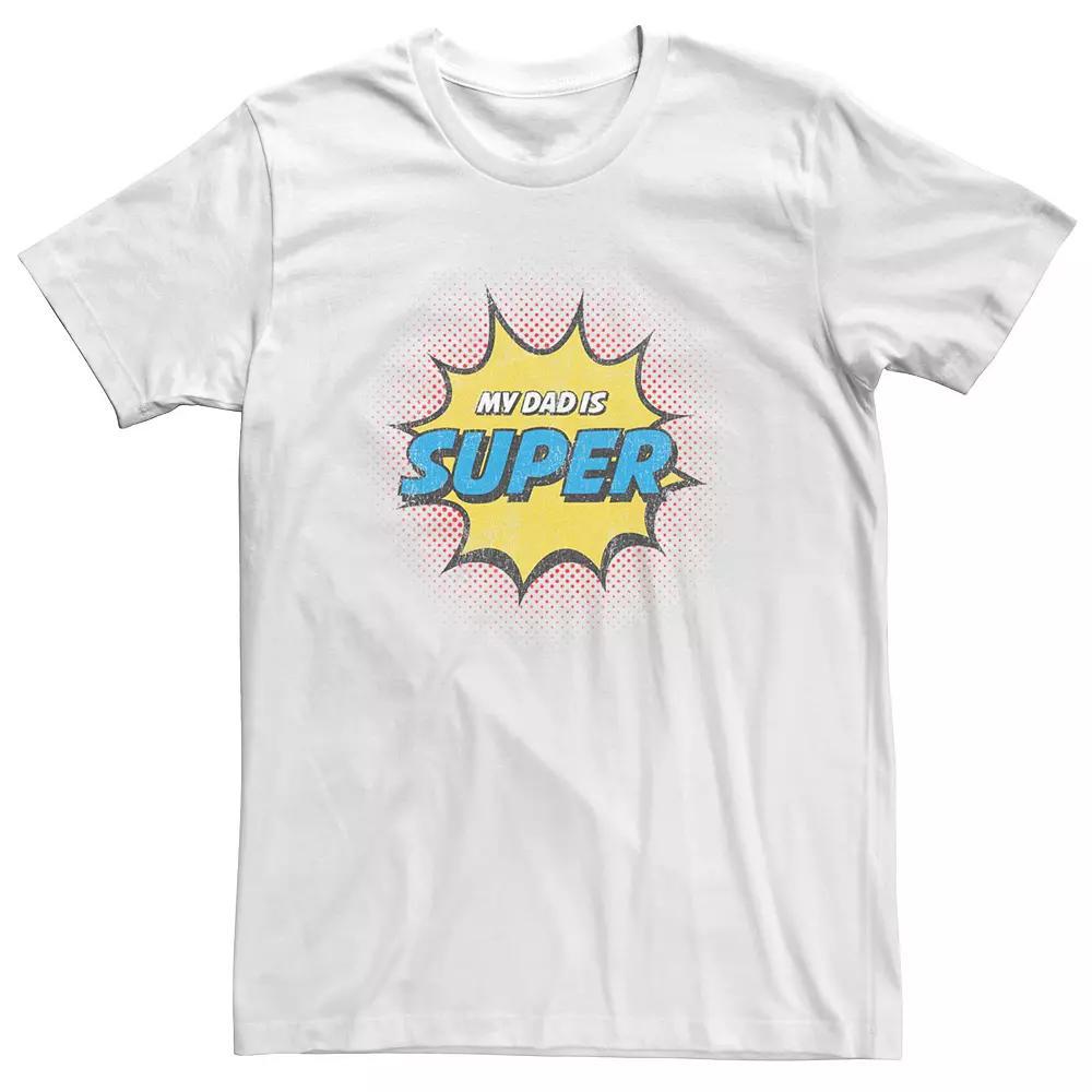 Big & Tall Father's Day "My Dad Is Super" Distressed Logo Tee, Men's, Size: 4XLT, White Product Image