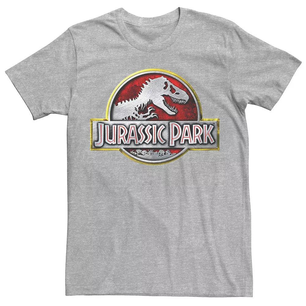 Mens Jurassic Park Chrome Logo Tee, Men's, Size: Large, Red Grey Product Image