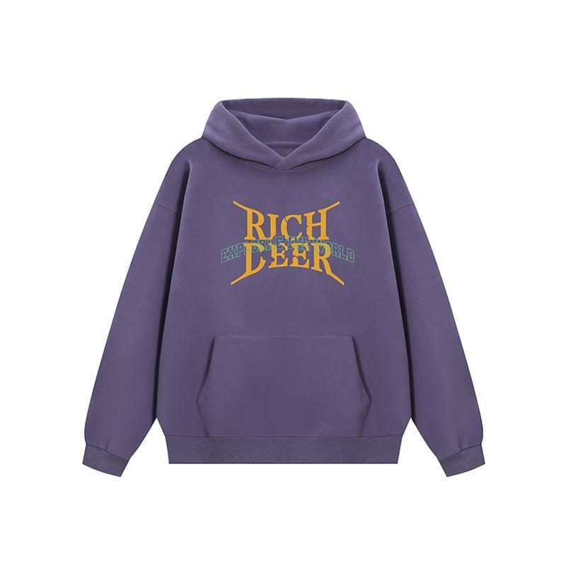 Couple Matching Crew Neck Drop Shoulder Lettering Oversized Hoodie Product Image