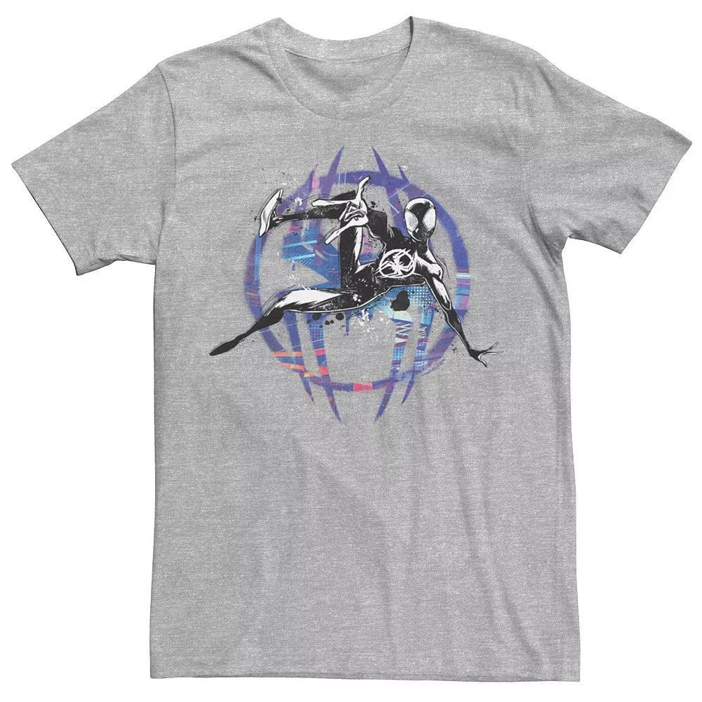 Men's Marvel Spiderman Across The Spider Verse Hanging Spiderman Graphic Tee, Size: XS, Athletic Grey Product Image