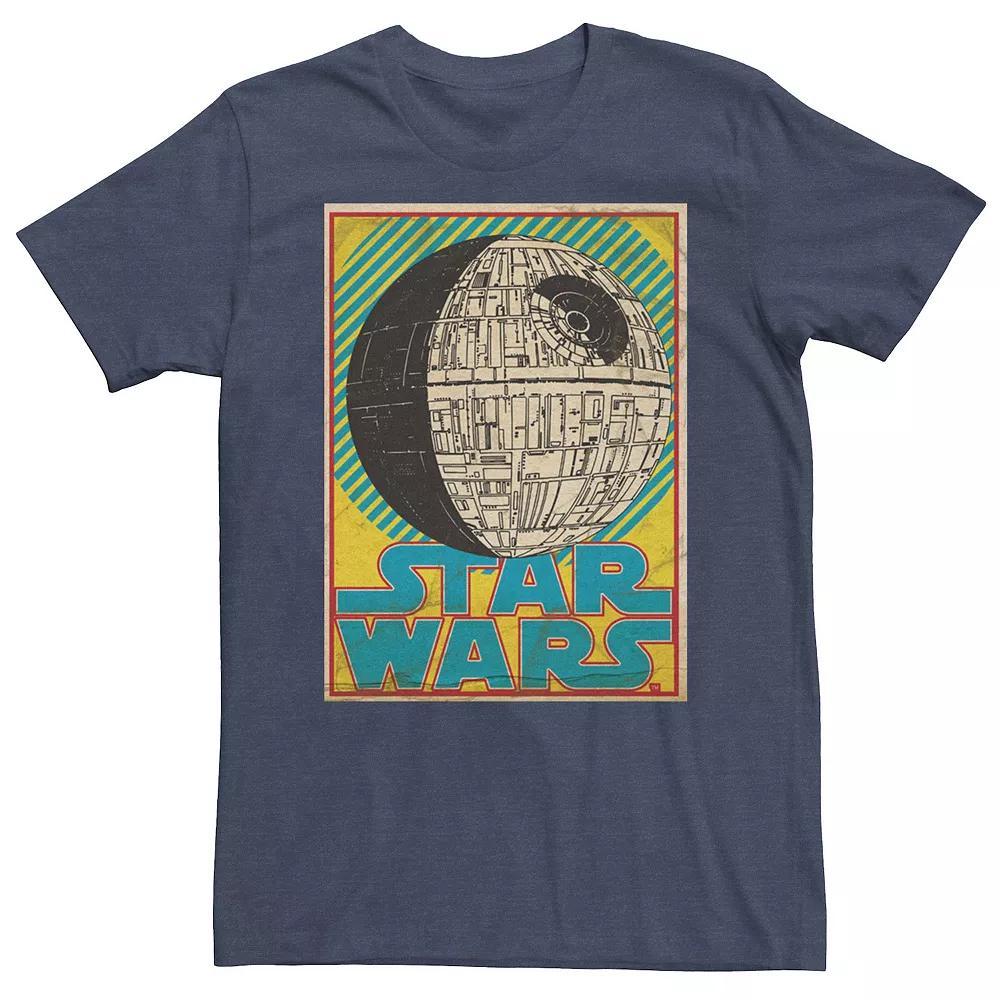 Men's Star Wars Death Star Comic Playing Card Poster Tee, Size: Medium, Navy Grey Product Image
