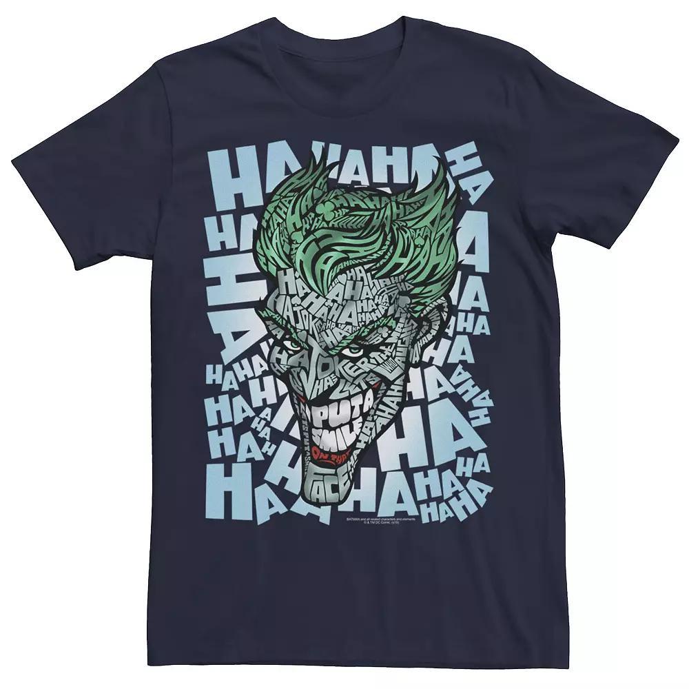 Men's DC Comics Batman Joker Laughter Head Shot Fill Tee, Size: Medium, Blue Product Image