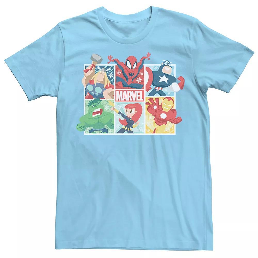 Men's Marvel Avengers Cartoon Comic Panels Tee, Size: 3XL, Light Blue Product Image