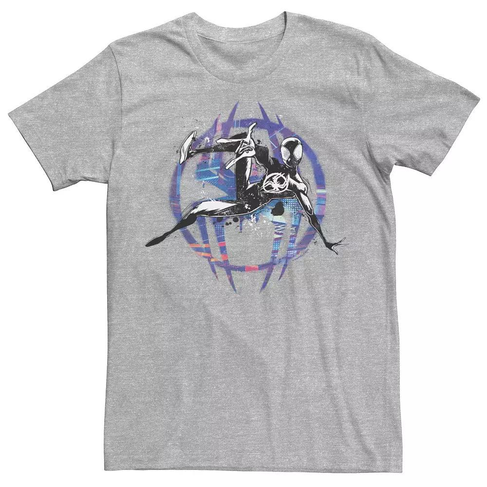 Men's Marvel Spiderman Across The Spider Verse Hanging Spiderman Graphic Tee, Size: XS, Athletic Grey Product Image