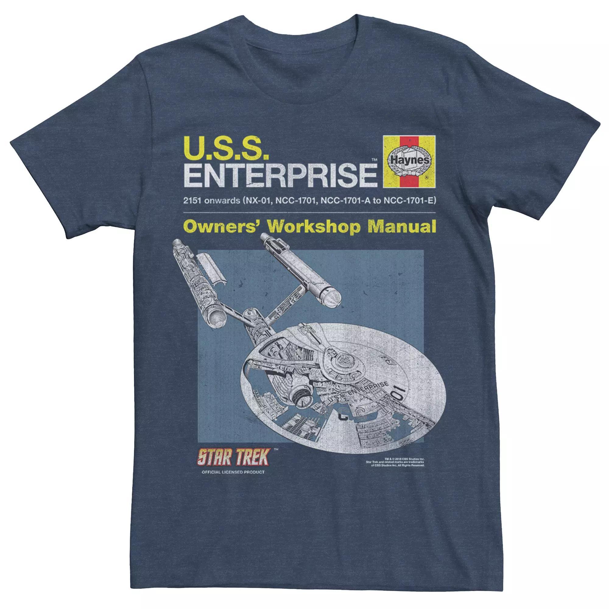 Mens Star Trek: TheOriginal Series USS Enterprise Manual Tee Navy Grey Product Image