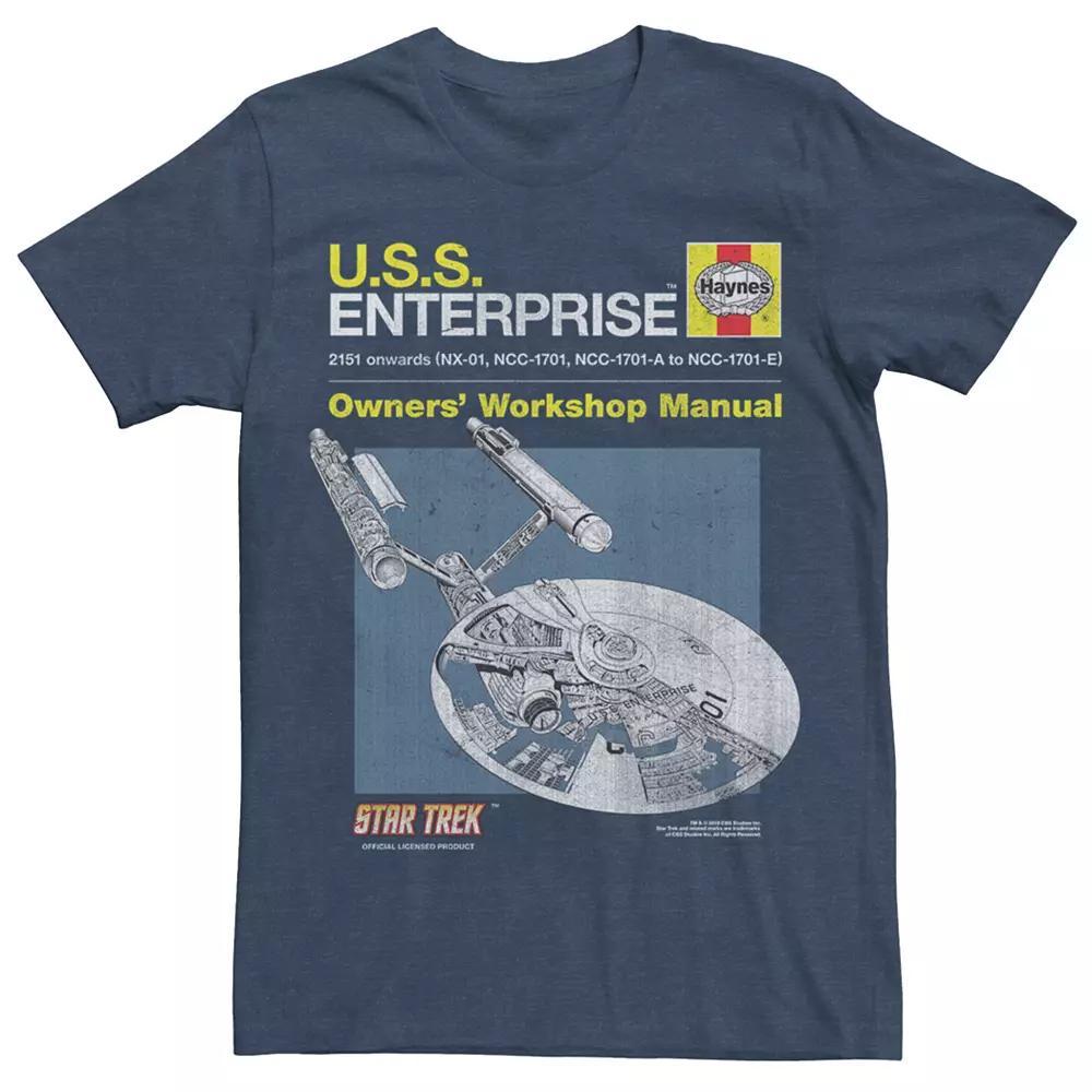 Mens Star Trek: TheOriginal Series USS Enterprise Manual Tee Navy Grey Product Image