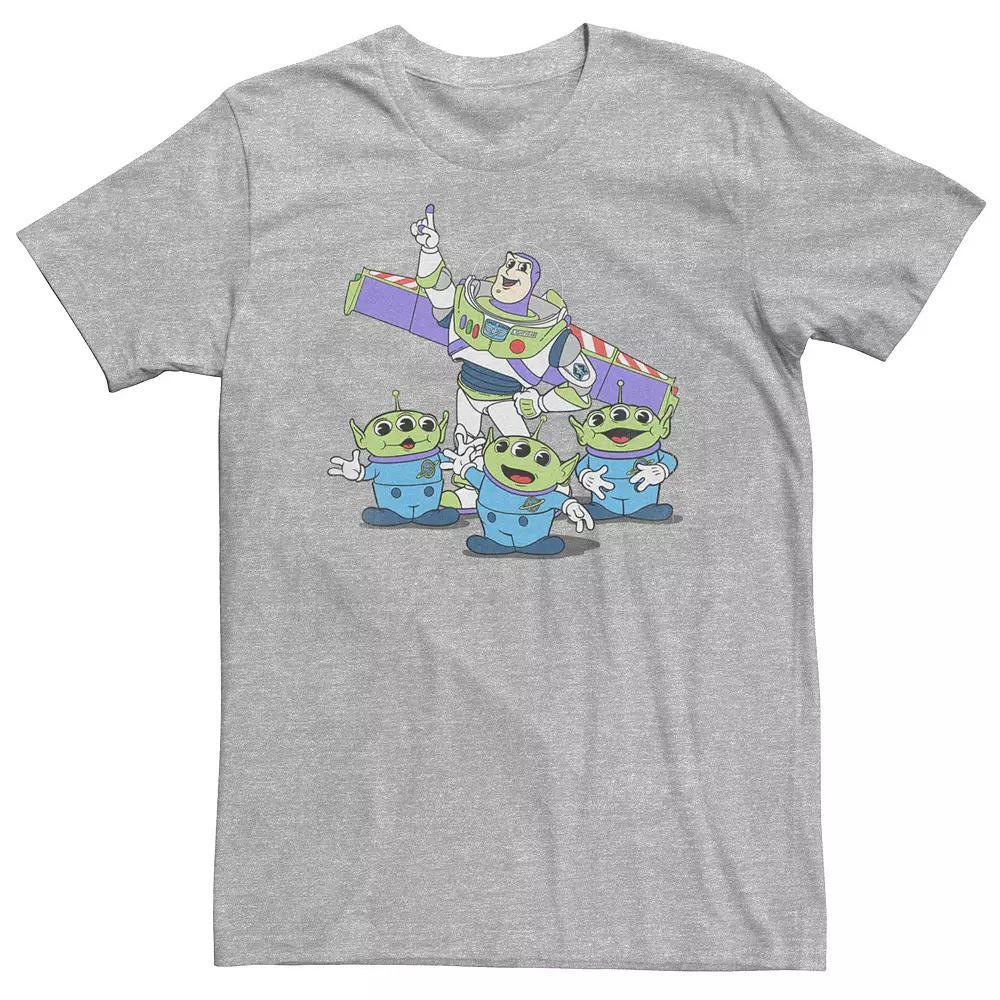 Big & Tall Disney / Pixar Toy Story Buzz And Aliens Vintage Look Tee, Men's, Size: 3XL Tall, Athletic Grey Product Image