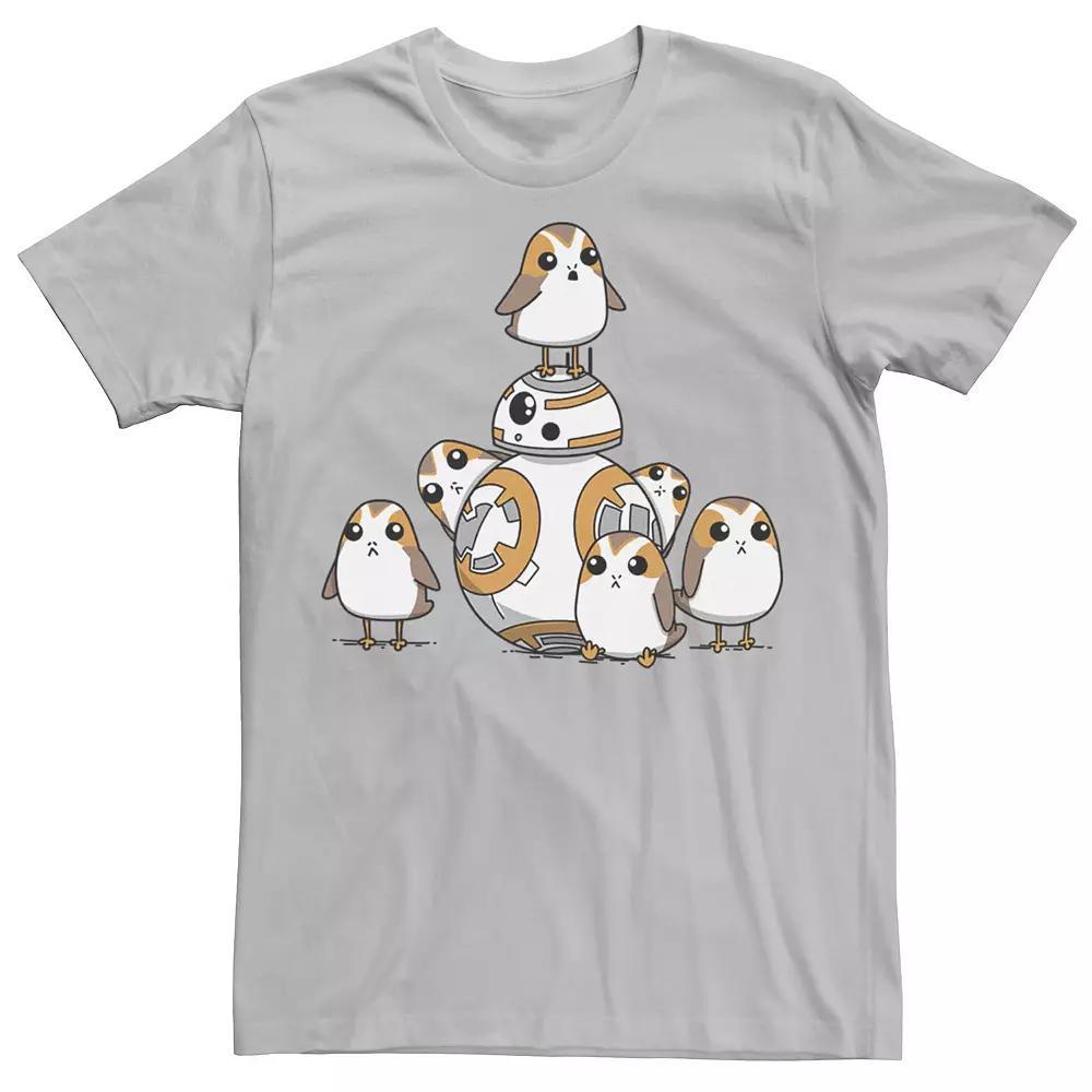 Men's Star Wars Porgs Having Fun With BB-8 Portrait Tee, Size: 3XL, Black Product Image