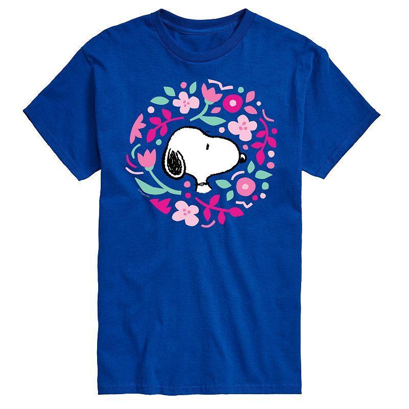 Big & Tall Peanuts Floral Circle Tee, Men's, Size: XL Tall, White Product Image