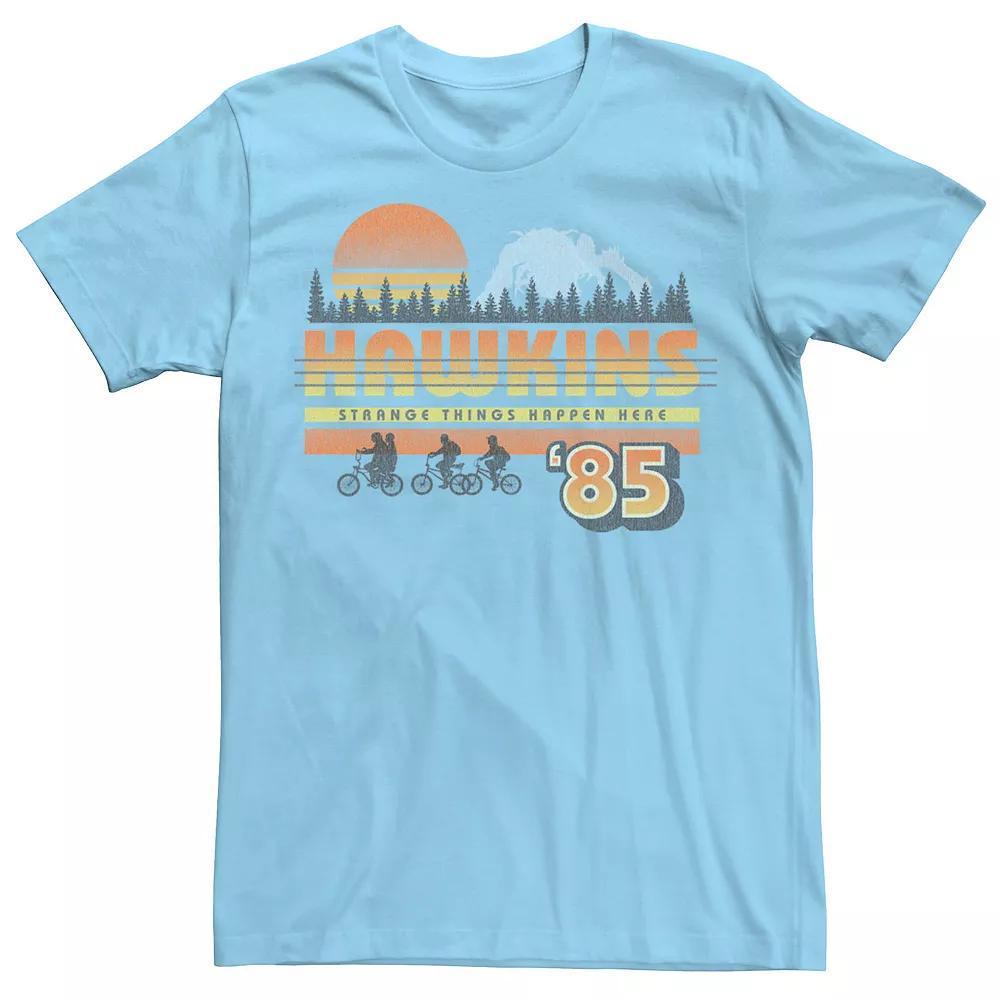 Men's Stranger Things Hawkins Strange Things 85 Retro Tee, Size: Large, Light Blue Product Image