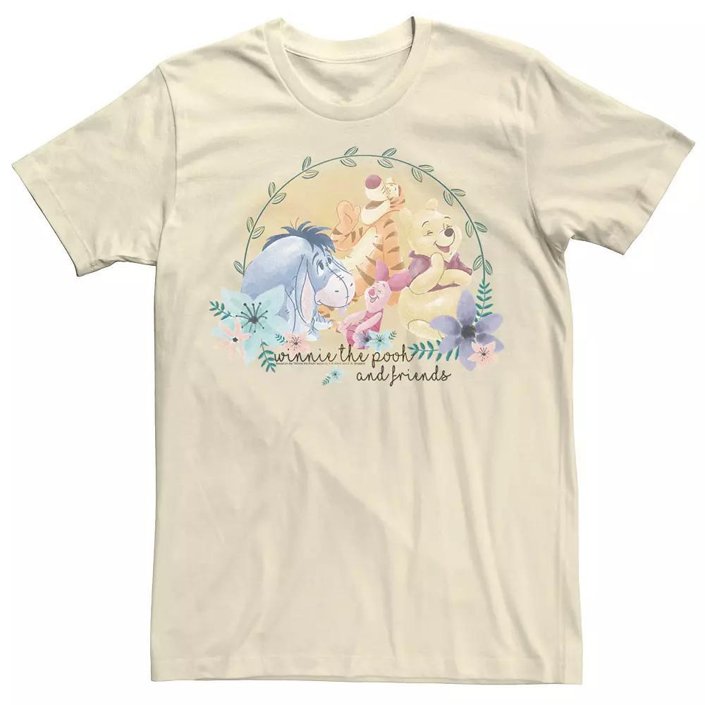 Disney's Winnie The Pooh & Friends Floral Portrait Men's Tee, Size: Medium, Natural Product Image