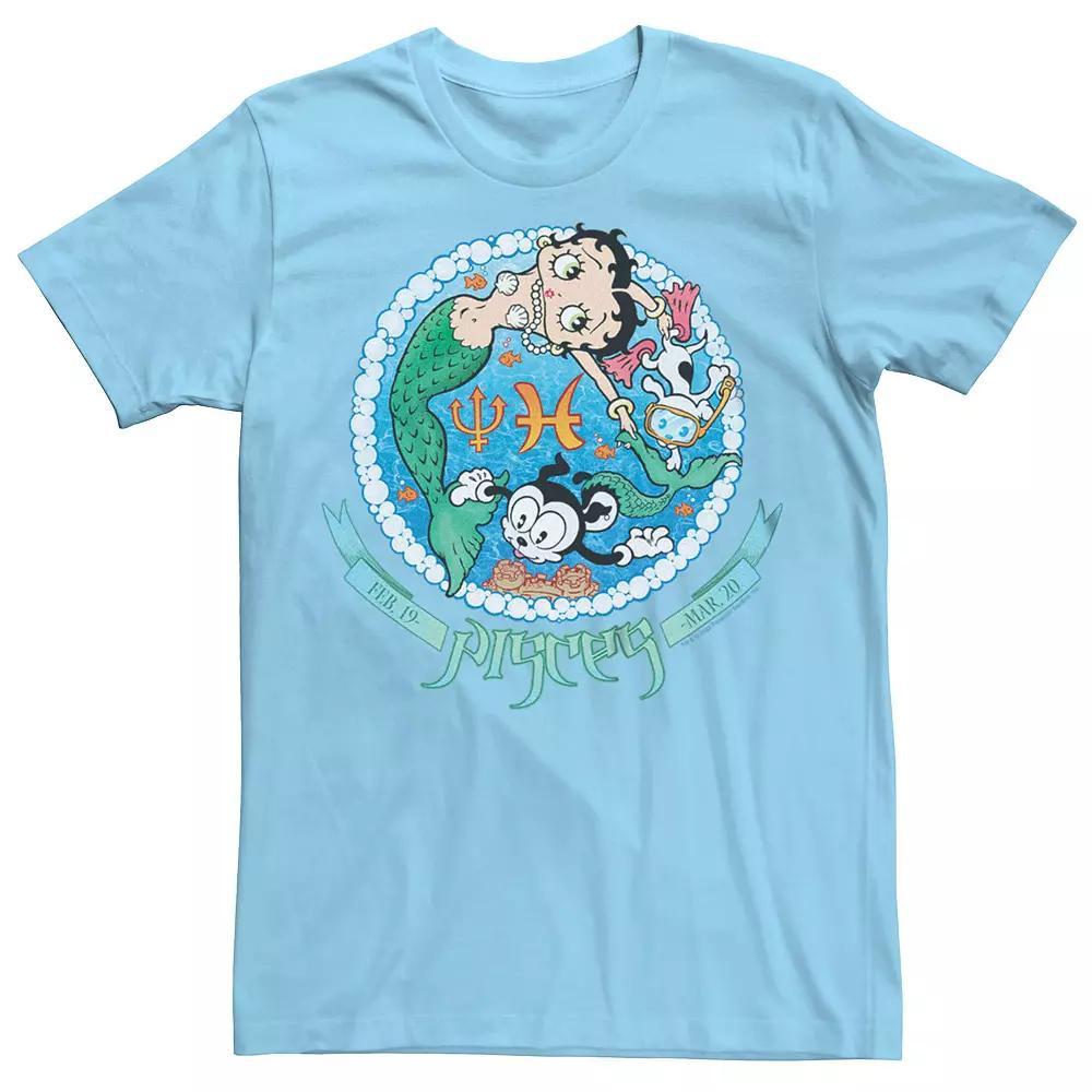 Men's Betty Boop Pisces Horoscope Tee, Size: Medium, Light Blue Product Image