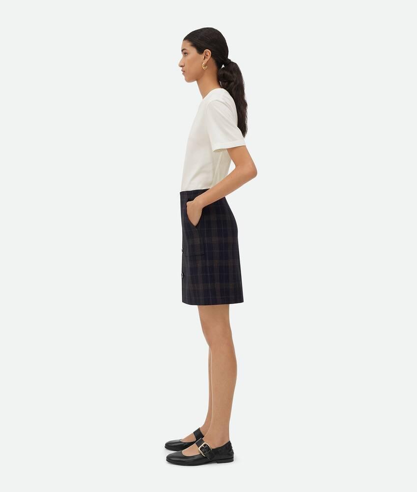 Women's Checked Cotton Mouline Skirt in Blue/brown Product Image
