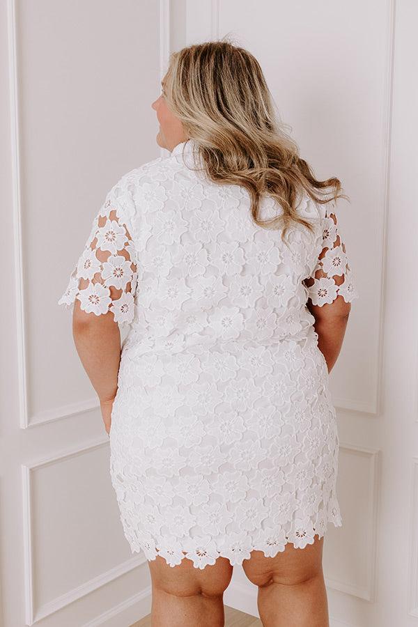 Sunshine Sunday Crochet Mini Dress in White Curves Product Image