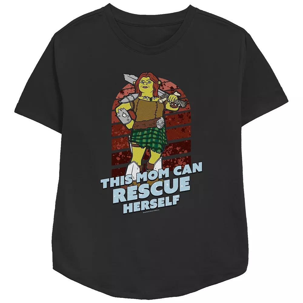 Women's Shrek This Mom Can Rescue Herself Relaxed Fit Graphic Tee, Size: Small, Black Product Image
