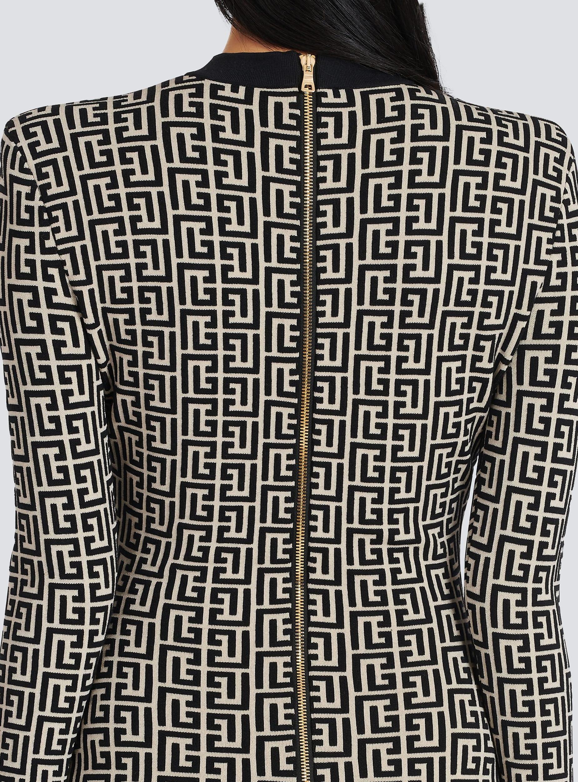 Short bicolor jacquard dress with Balmain monogram Product Image