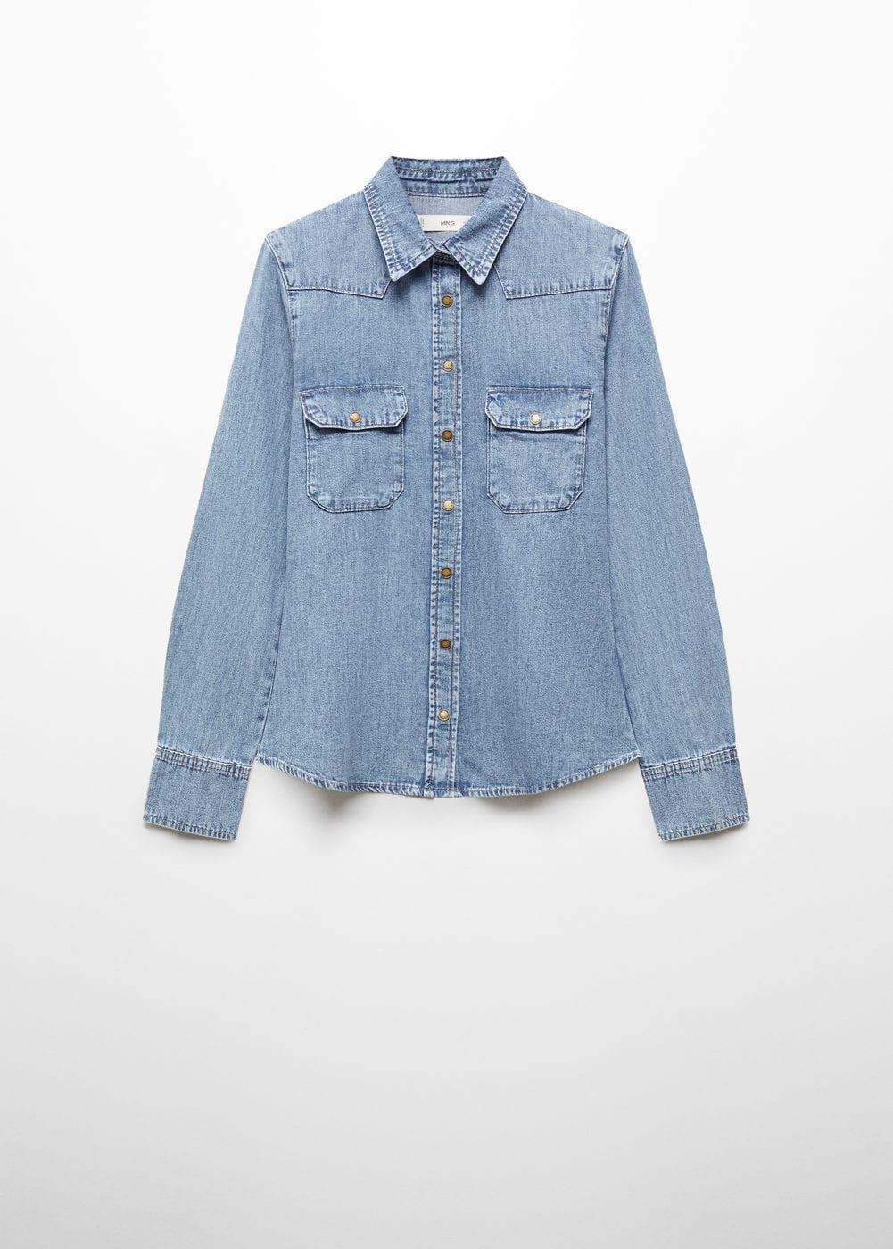 Mango Womens Chest-Pocket Denim Shirt Product Image