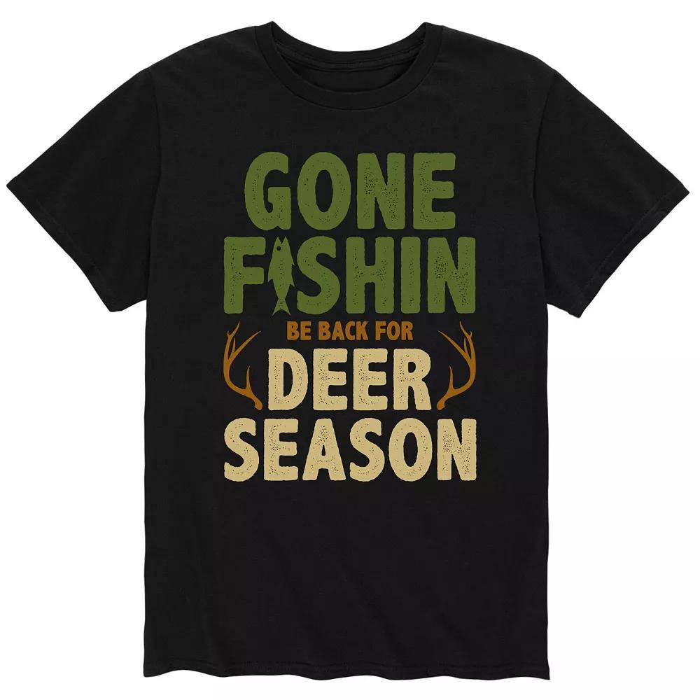 Men's "Gone Fishin Be Back For Deer Season" Tee, Size: Medium, Black Product Image