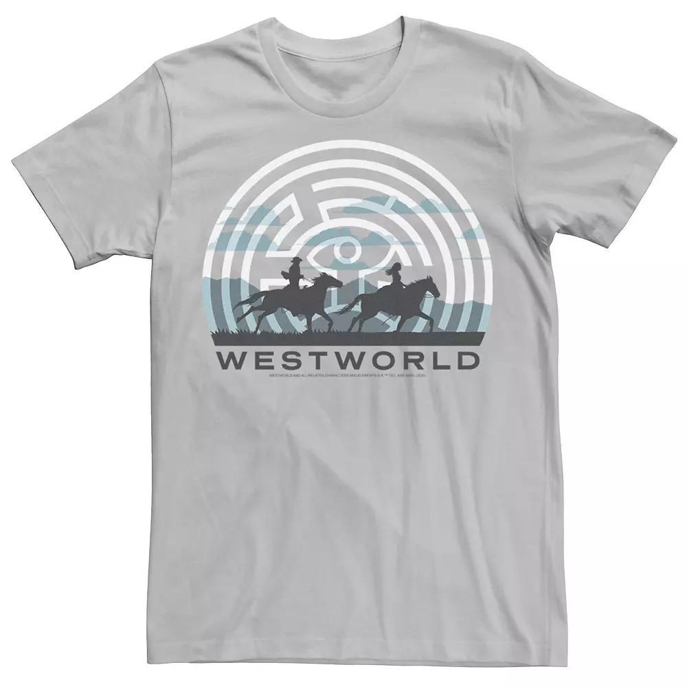 Men's Westworld Horse Ride Silhouettes Logo Tee, Size: 3XL, Silver Product Image