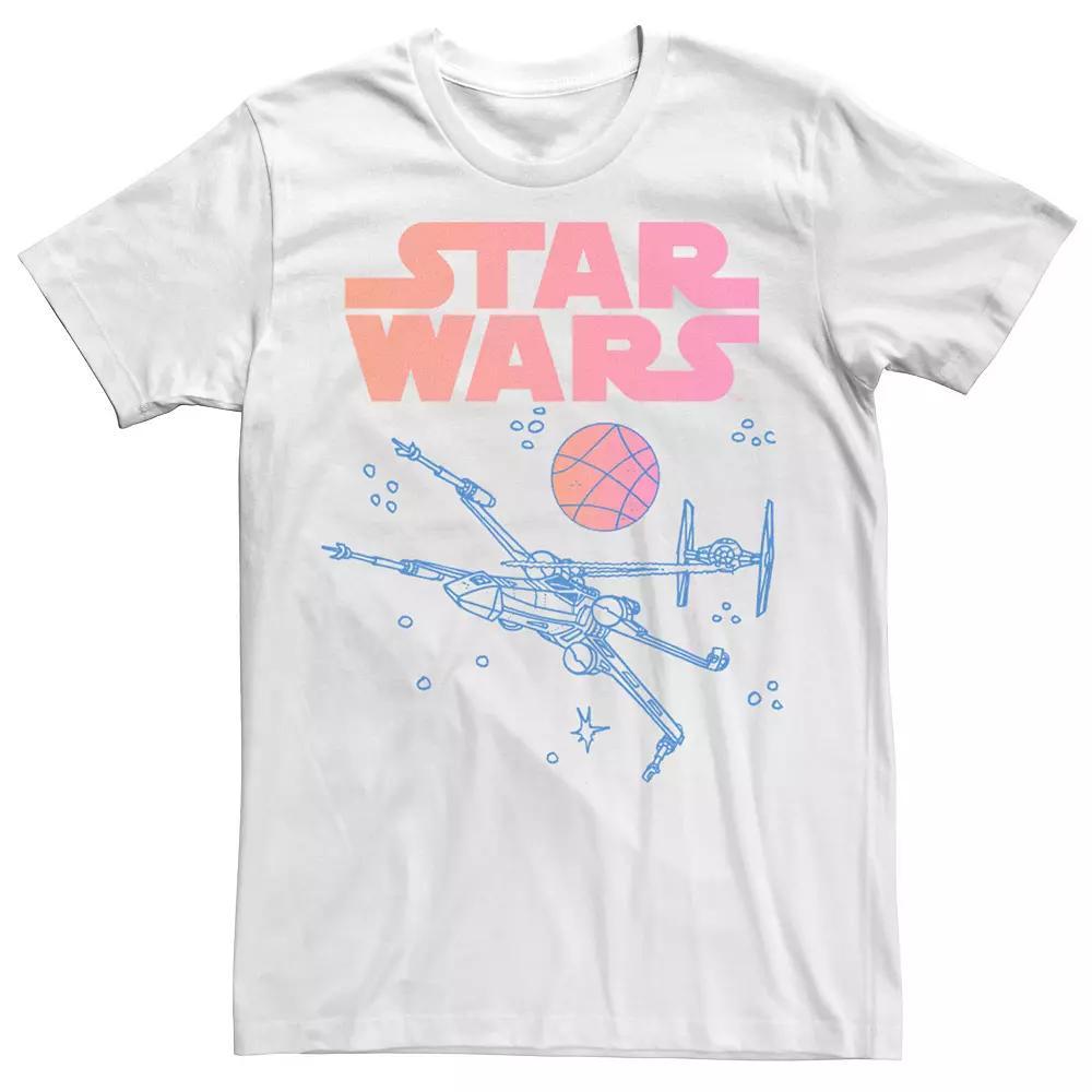 Men's Star Wars X-Wing Ombre Logo Poster Tee, Size: Small, White Product Image