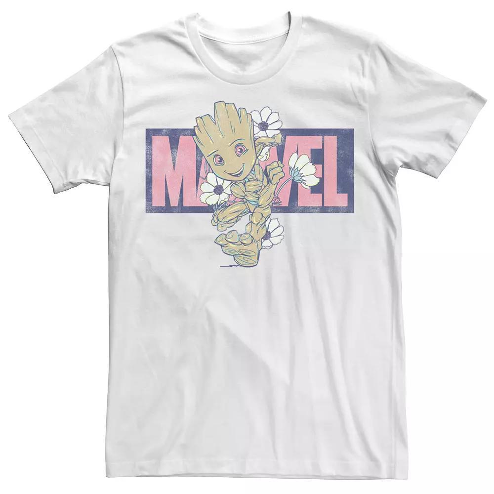 Men's Marvel Groot Running Floral Tee, Size: Small, White Product Image
