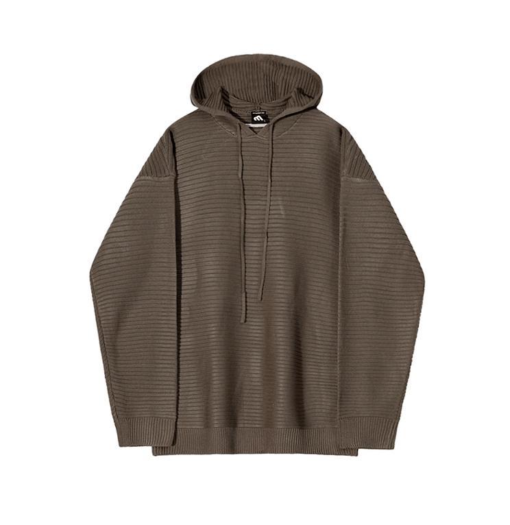 RT No. 10345 STRIPED KNITTED PULLOVER HOODIE Product Image