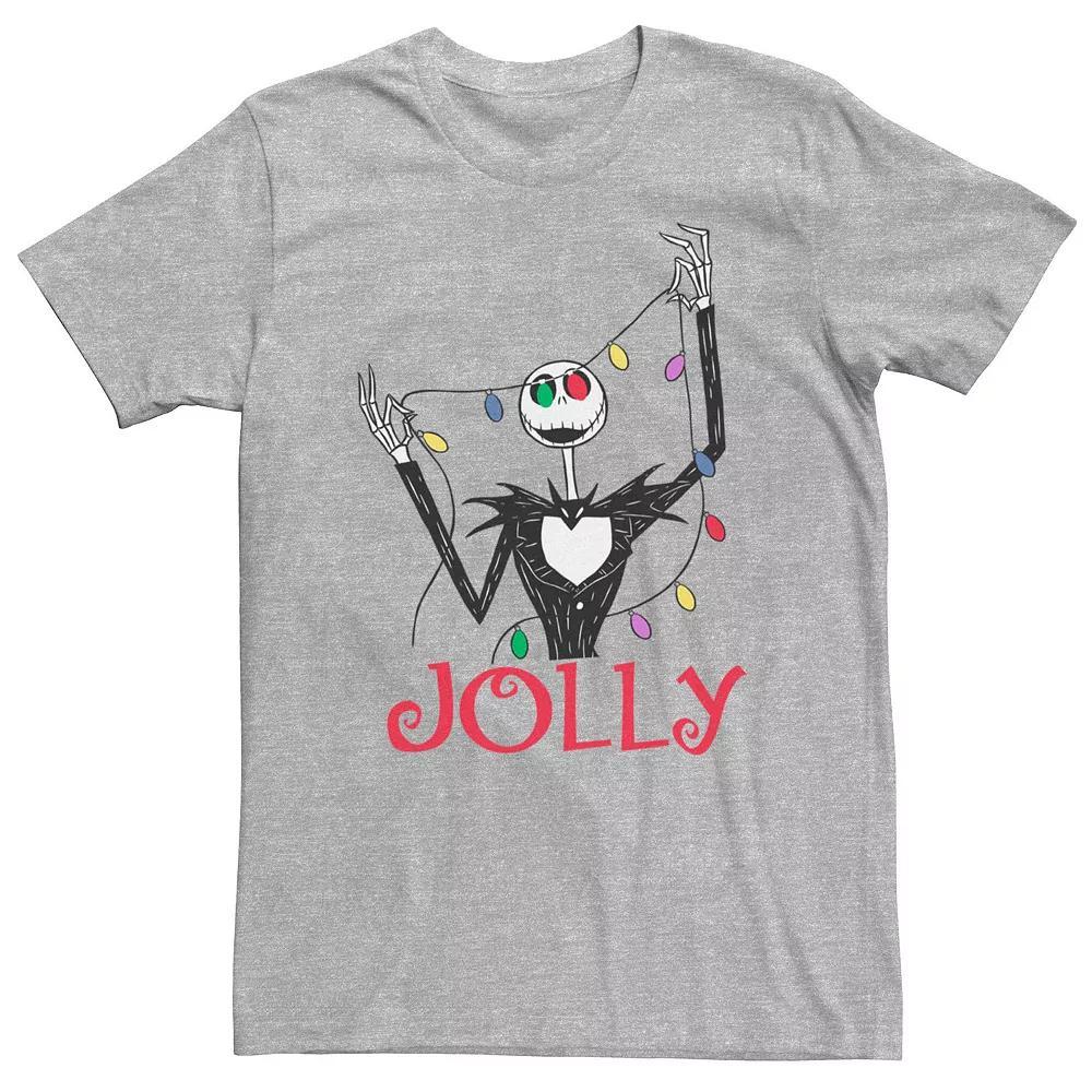 Big & Tall Nightmare Before Christmas Jolly Jack Christmas Lights Eyes Tee, Men's, Size: 4XL, Athletic Grey Product Image