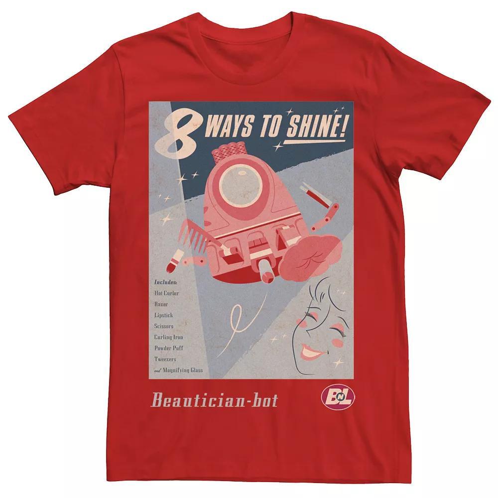 Disney / Pixar's WALL-E Men's Beautician Bot 8 Ways To Shine Poster Tee, Size: Small, Red Product Image