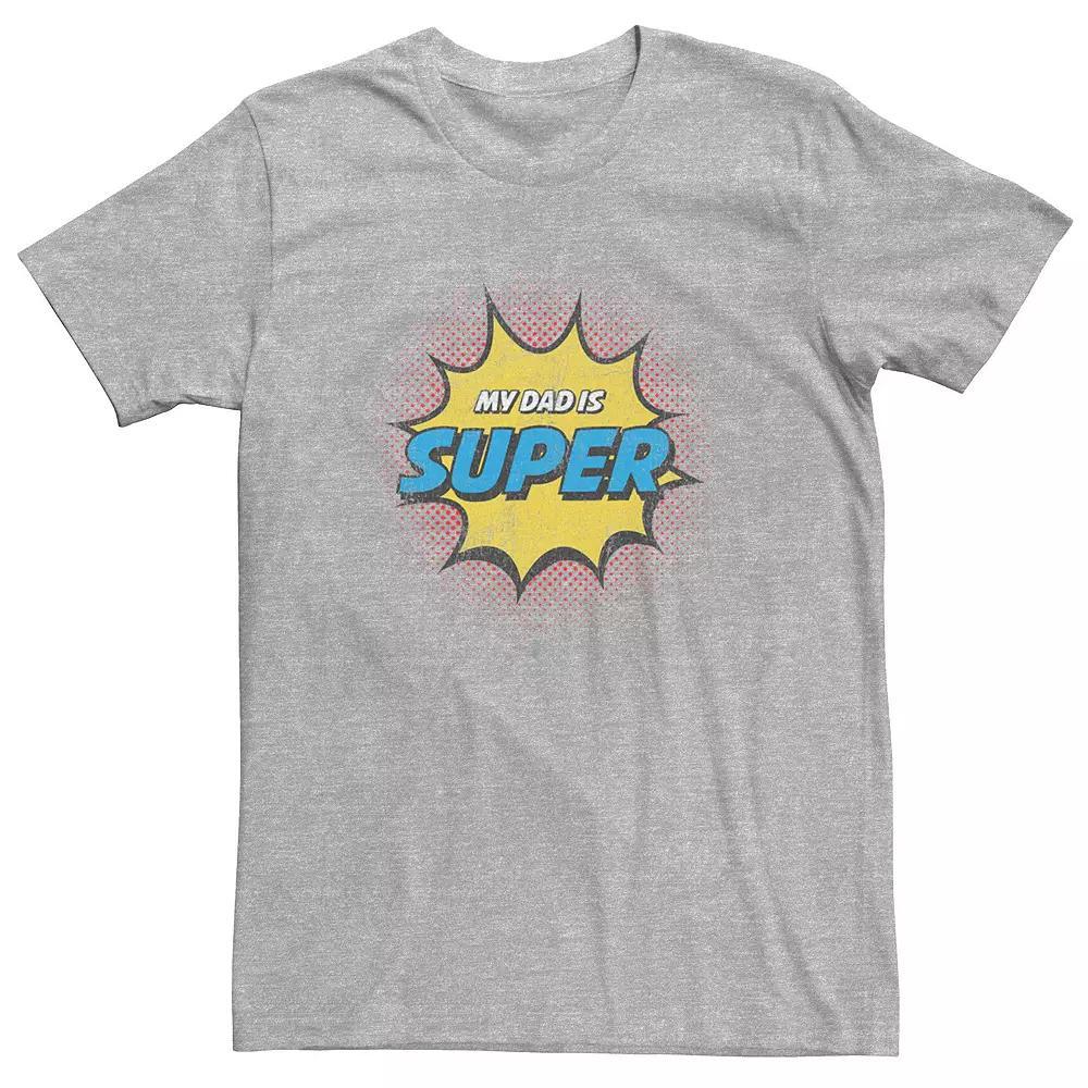 Big & Tall Father's Day "My Dad Is Super" Distressed Logo Tee, Men's, Size: Large Tall, Athletic Grey Product Image