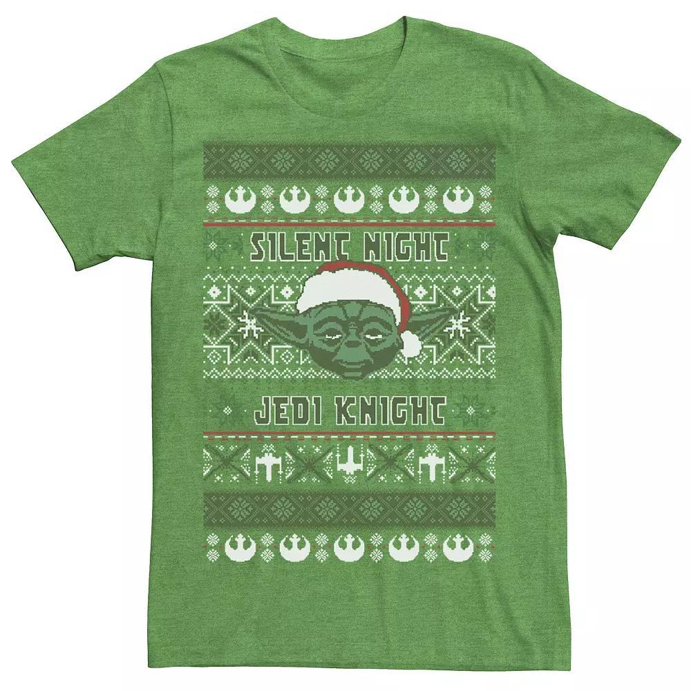 Men's Star Wars Yoda Silent Night Christmas Sweater Tee, Size: 3XL, Kelly Grey Product Image