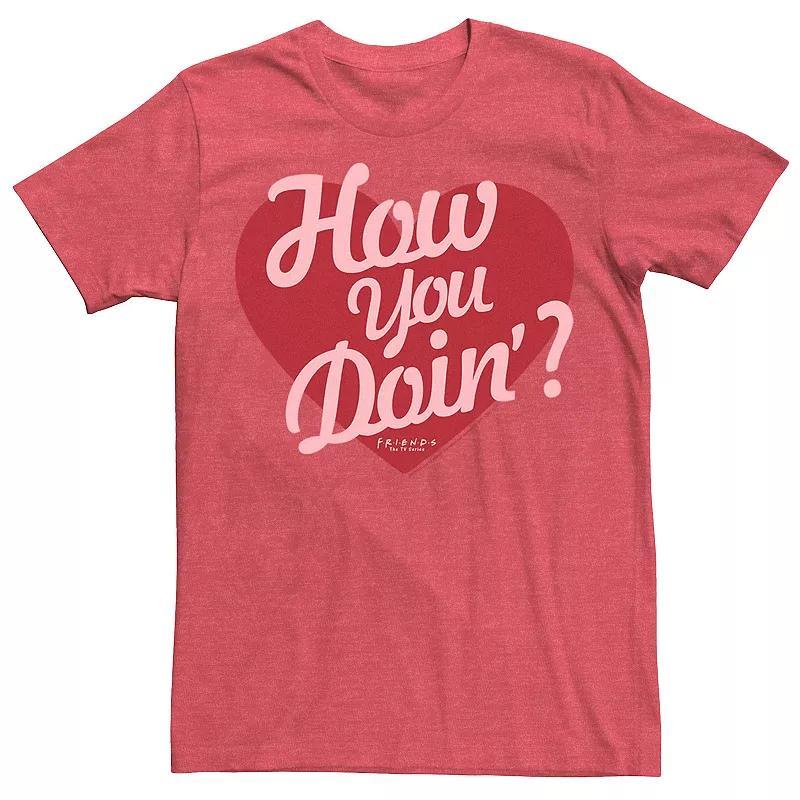 Men's Friends How You Doin' Heart Graphic Tee, Size: 3XL, Red Grey Product Image